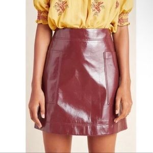 ANTHROPOLOGIE MAEVE Wine Faux Patent Leather Skirt Size 12